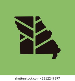 Logo der Pflanzenkarte von Missouri. Design-Vorlage für kreatives Öko- und Naturökologisches Logo.