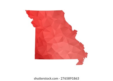 Missouri Map - Polygon Style Vector Illustration in Red Gradient, Low Poly Geometric Design, Isolated on White Background, Perfect for Infographics, Reports, and Educational Materials.