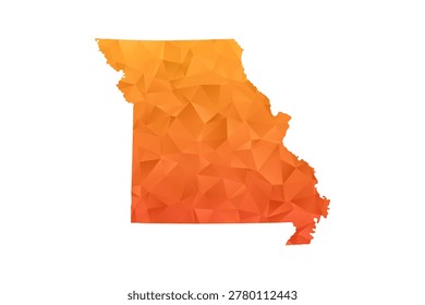 Missouri Map - Polygon Style Vector Illustration in Orange Gradient, Low Poly Geometric Design, Isolated on White Background for Infographics and Education.