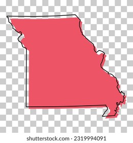 Mapa de Missouri, estados unidos de américa. Icono de concepto plano, ilustración vectorial.