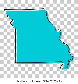 Mapa de Missouri, estados unidos de américa. Icono de concepto plano, ilustración vectorial.