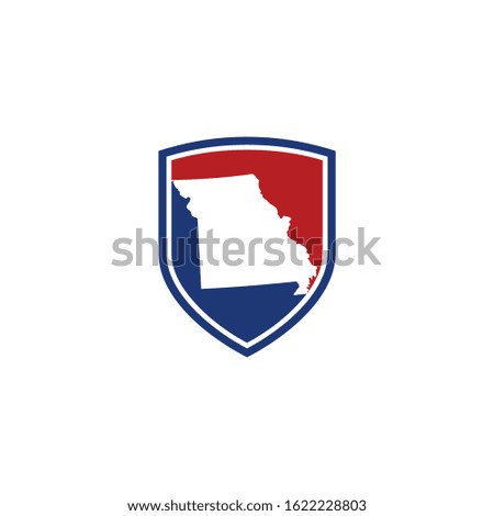 Missouri Map and Shield Logo Icon Template 001
