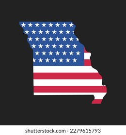 Missouri. Map of the state and American flag. Vector Illustration.