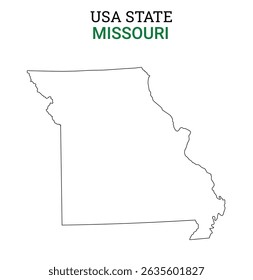 Missouri map of USA state. Missouri map vector illustration. Missouri vector map on white background.
