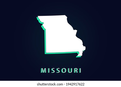 Missouri Map - USA, United States of America map, World map vector template with green and white  color gradient isolated on dark background - Vector illustration eps 10