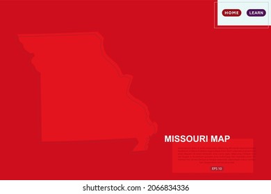 Missouri Map - USA, United States of America map vector template with red color and outline sketch isolated on red background for education, design, website - Vector illustration eps 10