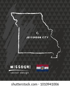 Missouri map, vector pen drawing on black background