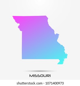 Missouri map,border with pink and turquoise gradient. Vector illustration
