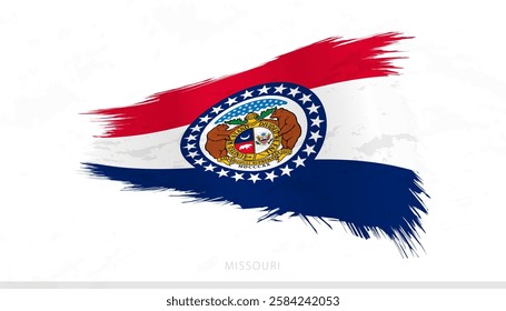 Missouri National Flag with Textured Brush Strokes. Artistic Brush Stroke Design.
