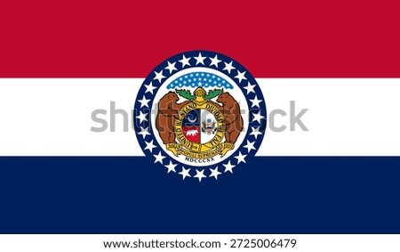 Missouri official state flag. Part of The United States of America. Clean design for print, web, or educational use. Vector illustration.