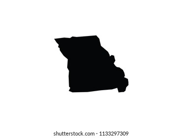 Missouri outline map black USA state borders black vector illustration