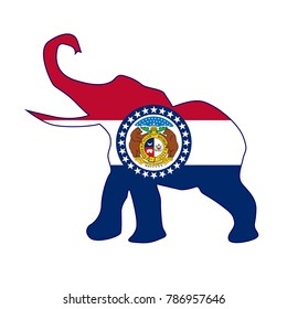 The Missouri Republican elephant flag over a white background