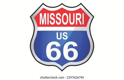 Missouri route US 66 sign icon , 3d rendering