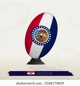 Missouri Rugby Ball on Rugby Kicking Tees with Modern Design. Illustration perfect for sports, national pride, and rugby-related projects.