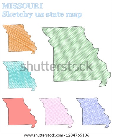 Missouri sketchy US state map. Grand hand-drawn US state illustration in a nice, childish style.