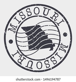 Missouri Stamp Postal. Map Silhouette Seal. Passport Round Design. Vector Icon. Design Retro Travel.
