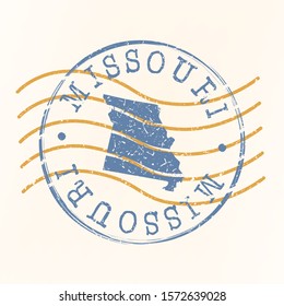 Missouri Stamp Postal. Map Silhouette Seal. Passport Round Design. Vector Icon. Design Retro Travel.