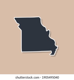 Missouri state borders, United States of America. Missouri border map. Political borders of the USA Missouri state.