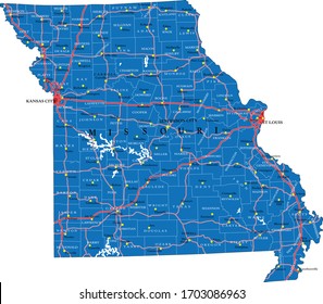 Missouri state detailed political map