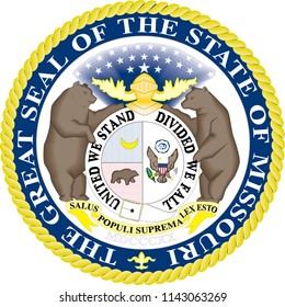 Missouri State Flag Shaped Heart United States America American Illustration