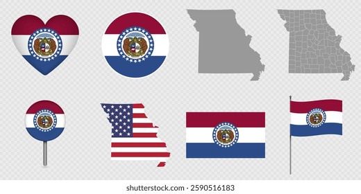 Missouri State Flags and Maps Icon Pack.