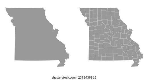 Missouri state gray maps. Vector illustration.