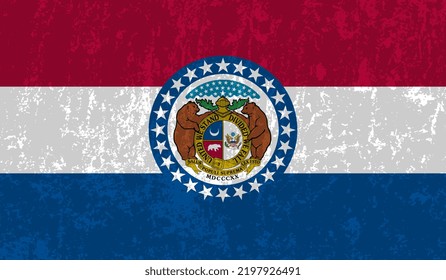Bandera gruesa del estado de Misuri. Ilustración vectorial.
