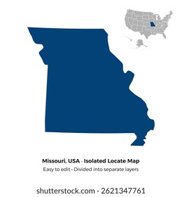 Missouri State, Locate Isolated Map Shilloutte
