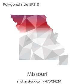 Missouri state map in geometric polygonal,mosaic style.Abstract gems triangle,modern design background. Vector illustration EPS10