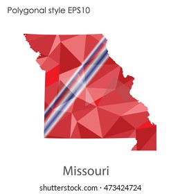 Missouri state map in geometric polygonal,mosaic style.Abstract gems triangle,modern design background. Vector illustration EPS10