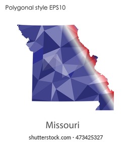Missouri state map in geometric polygonal,mosaic style.Abstract gems triangle,modern design background. Vector illustration EPS10
