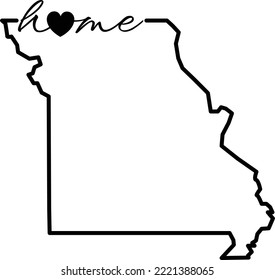 Missouri State Map Home Outline Vector Design