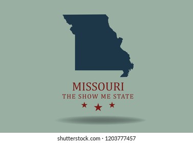 MISSOURI State Map with Nickname The Show Me State, Vector EPS 10.