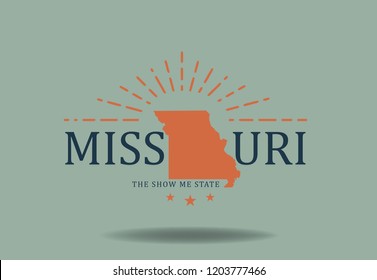MISSOURI State Map with Nickname The Show Me State, Vector EPS 10.