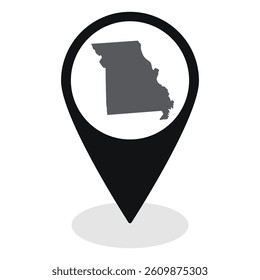 Missouri state map. Map of Missouri state on map pinpoint in black color