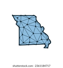 Missouri state map polygonal illustration made of lines and dots, isolated on white background. US state low poly design