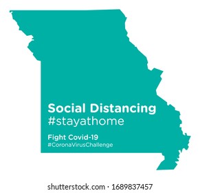 Missouri state map with Social Distancing stayathome tag