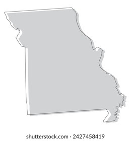 Missouri state map. Map of the U.S. state of Missouri.