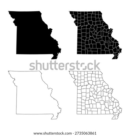 Missouri State Outline and Solid Fill Map Set.