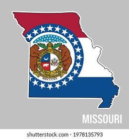 Missouri State Silhouette with Flag