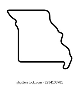 Missouri state of United States of America, USA. Simplified thick black outline map with rounded corners. Simple flat vector illustration