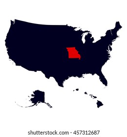 Missouri State in the United States map
