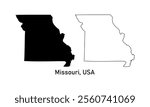 missouri State, USA map in outline style, black color	