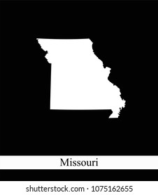 Missouri state of USA map vector outline illustration black and white abstract background. Highly detailed creative map of Missouri state of United States of America prepared by a map expert