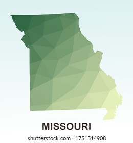 Missouri States Map, Polygonal Geometric,Green Low Poly Styles, Vector Illustration eps 10, Modern Design, High Detailed
