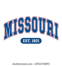 Missouri typography design vector, usa state shirt design vector. Jersey design vector, T-shirt design for usa 