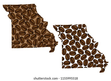 Missouri (United States of America) -  map of coffee bean, Missouri map made of coffee beans,