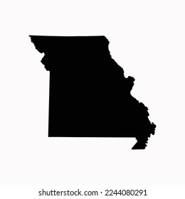 Missouri US Blank Map Vector Template Black Solid Color and Outline Isolated on White Background. easy to edit