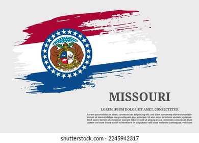 Missouri US flag grunge brush and text poster, vector