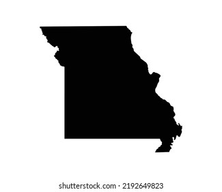 Missouri US Map. MO USA State Map. Black And White Missourian State Border Boundary Line Outline Geography Territory Shape Vector Illustration EPS Clipart